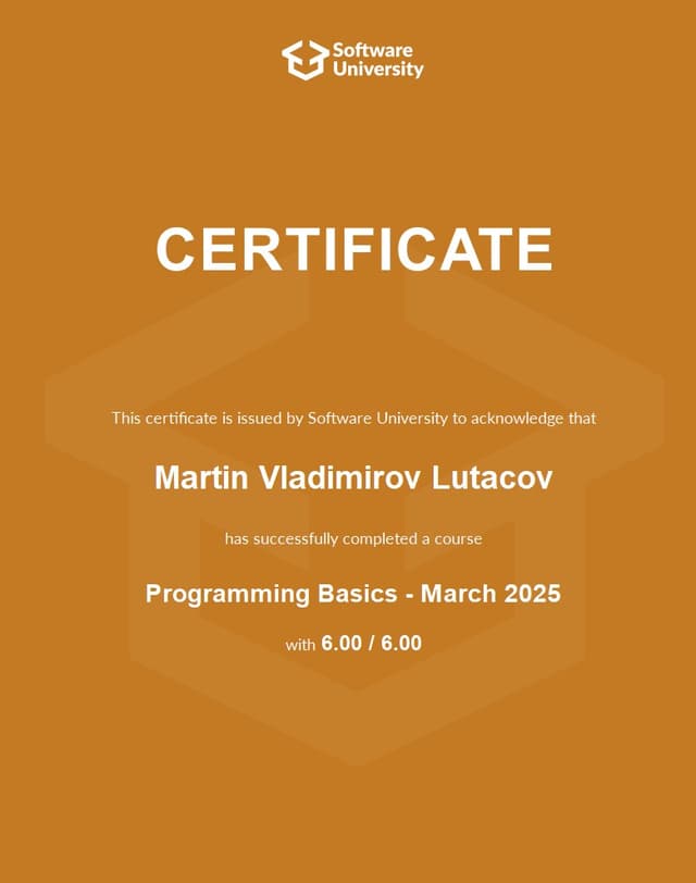 Programming Certificate